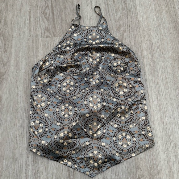 Free People Tops - Intimately Free People Bandana Scarf Style Satin Top-Geometric Gold & Sage XS